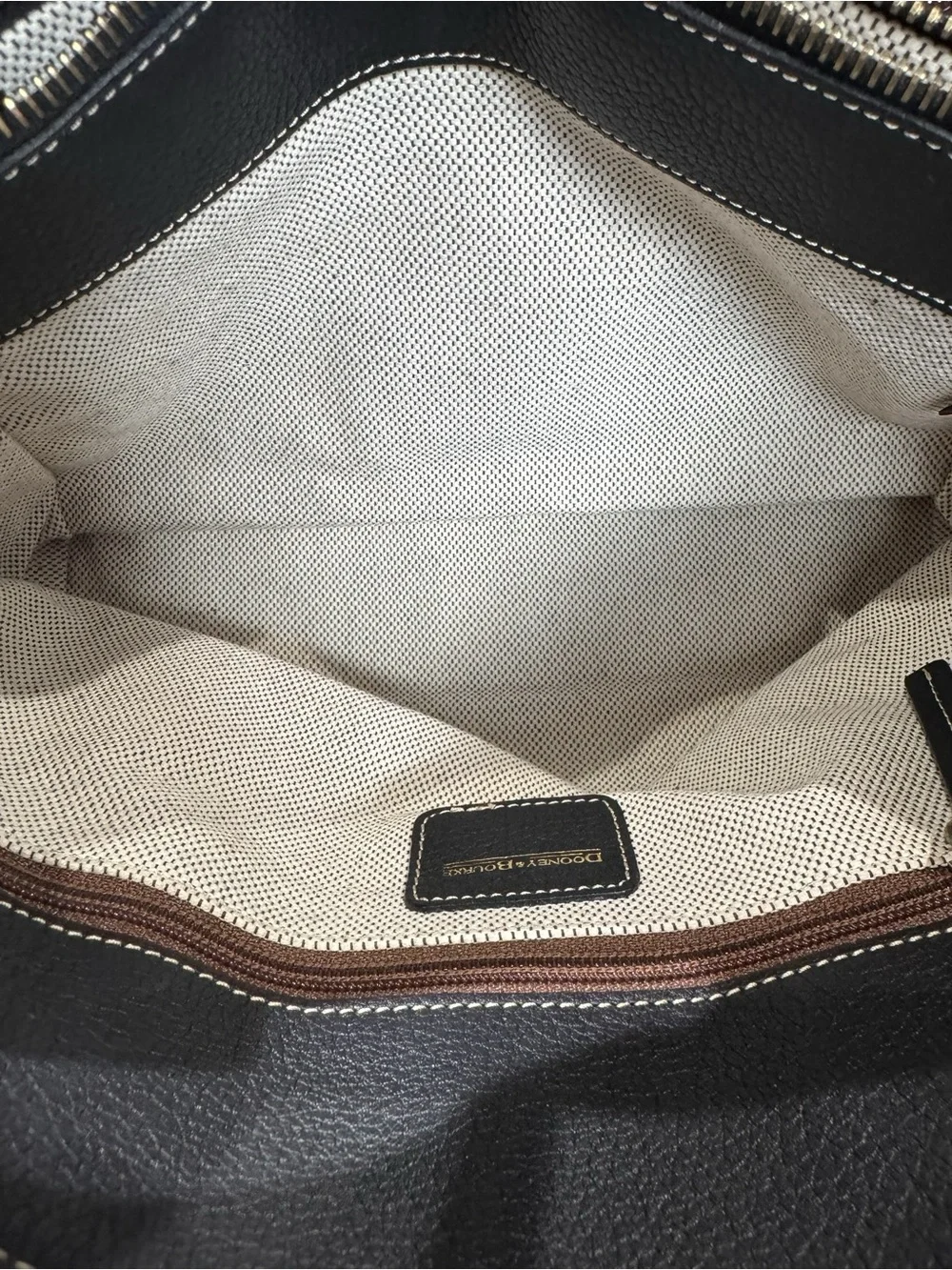 Dooney & Bourke Gray & Black Monogram Canvas Black Leather Trim Shoulder Bag - Picture 10 of 13